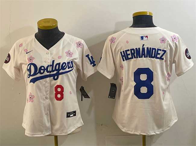 Womens Los Angeles Dodgers #8 Enrique Hernandez Cream 2025 Tokyo Series Limited Stitched Jersey